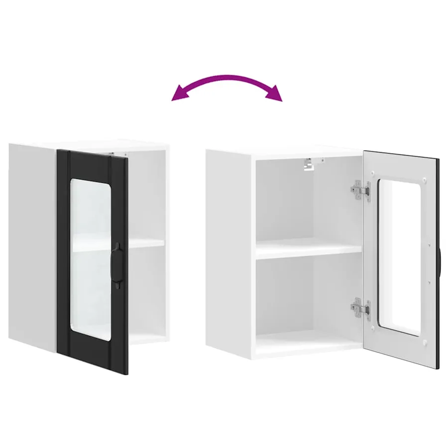 Armoire murale de cuisine avec porte en verre Lucca noir - 10