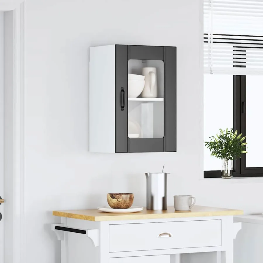 Armoire murale de cuisine avec porte en verre Lucca noir - 3