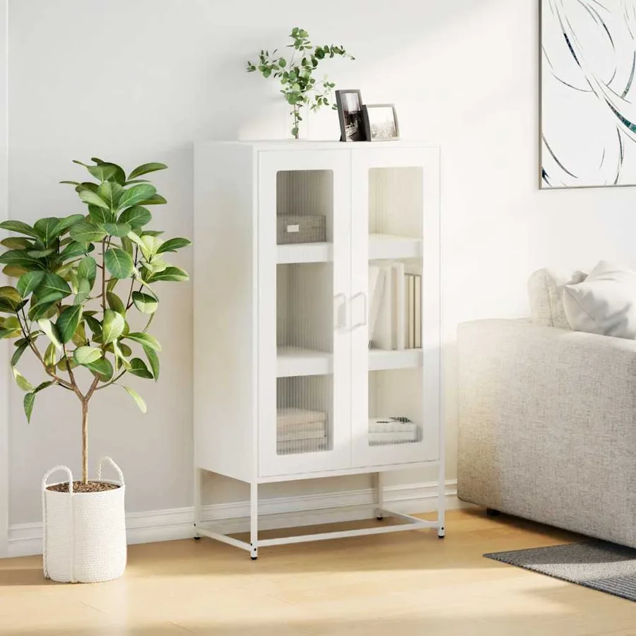 Buffet haut blanc 68x39x123 cm acier - 3