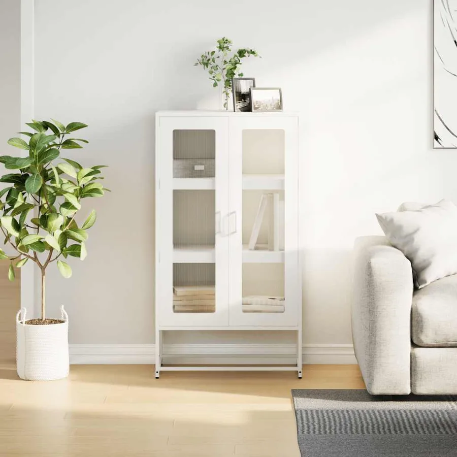 Buffet haut blanc 68x39x123 cm acier - 4