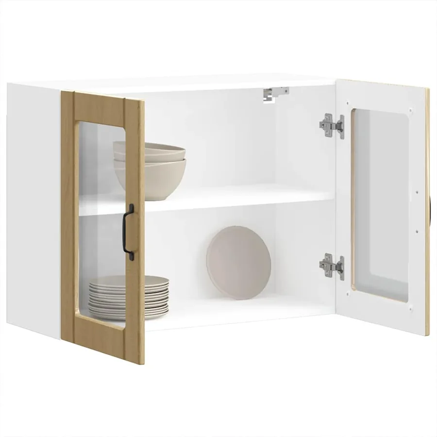 Armoire murale de cuisine avec porte vitrée "Lucca" en chêne Sonoma