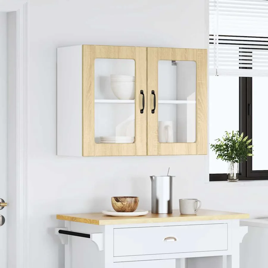 Armoire murale de cuisine avec porte vitrée "Lucca" en chêne Sonoma - 3