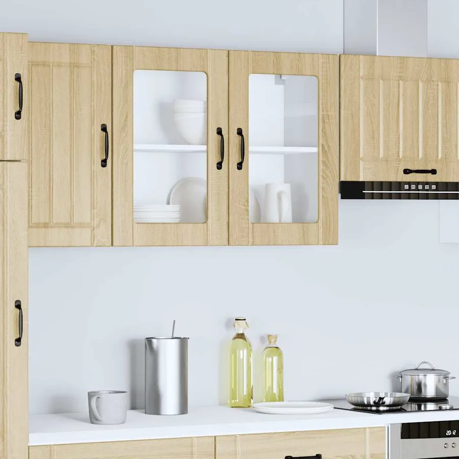 Armoire murale de cuisine avec porte vitrée "Lucca" en chêne Sonoma - 4