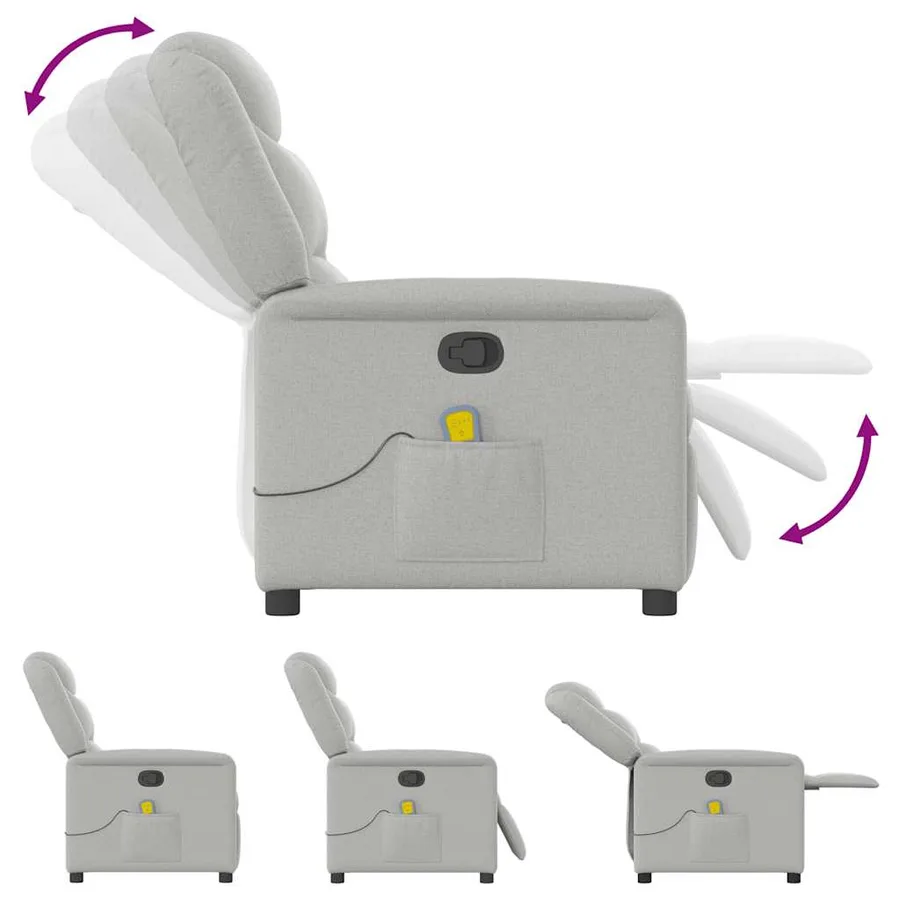Fauteuil de massage inclinable gris nuage tissu - 7