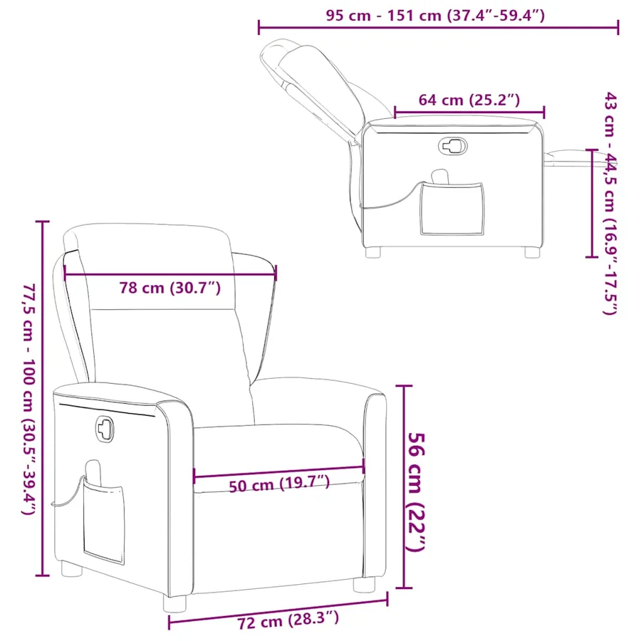 Fauteuil inclinable de massage en tissu gris foncé - 13