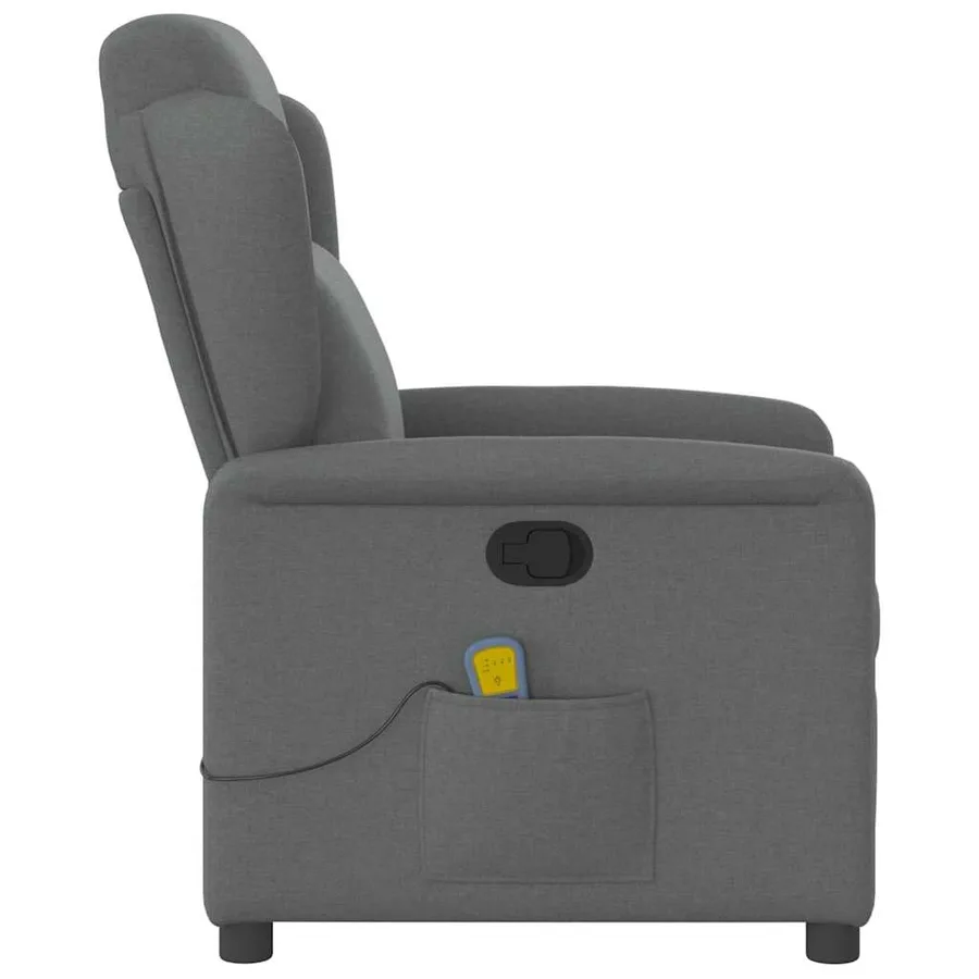 Fauteuil inclinable de massage en tissu gris foncé - 4