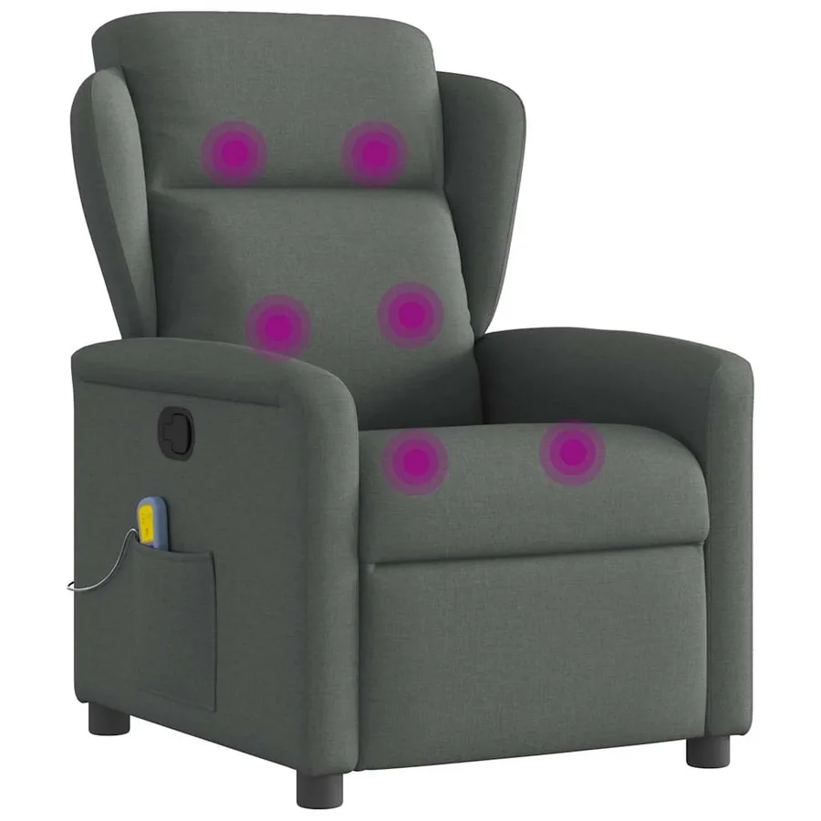 Fauteuil inclinable de massage en tissu gris foncé - 7