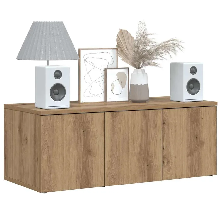 Meuble TV chêne artisanal 80x34x30 cm bois d'ingénierie - 10