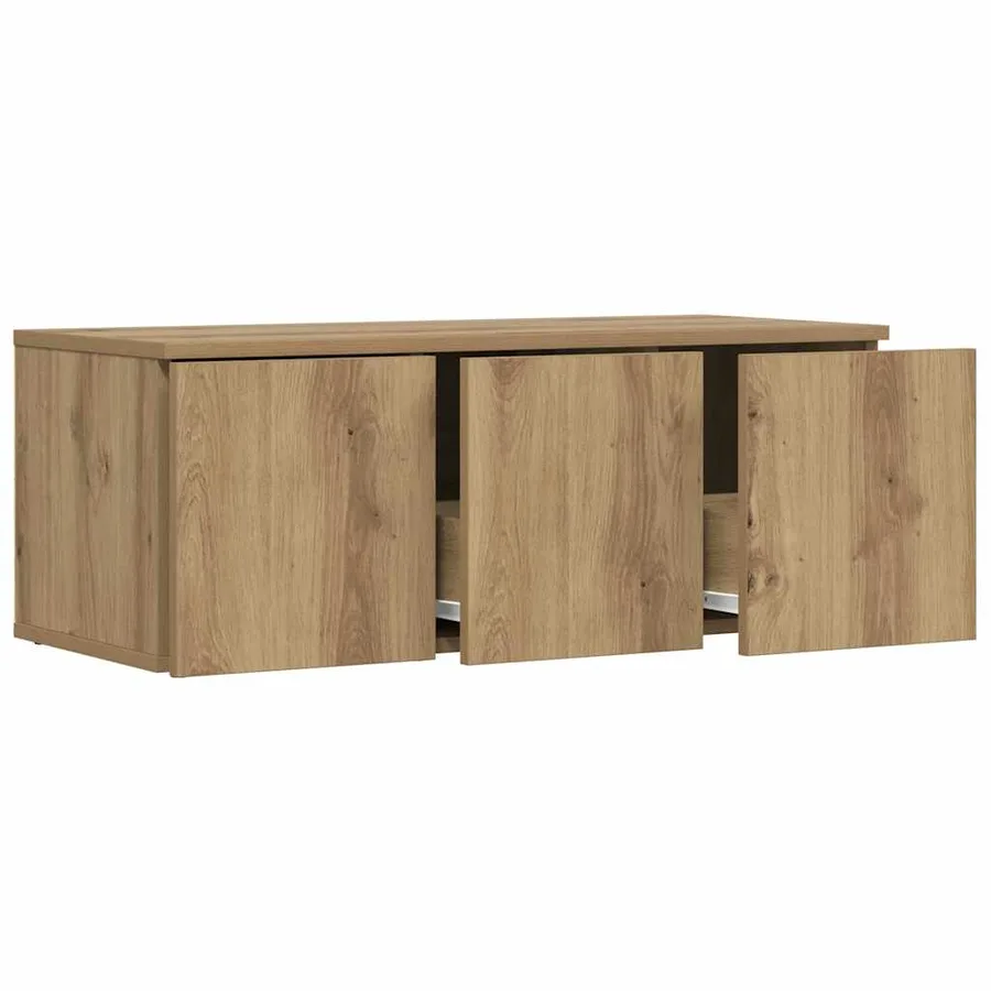 Meuble TV chêne artisanal 80x34x30 cm bois d'ingénierie - 4