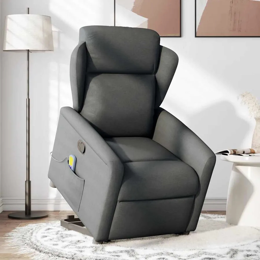 Fauteuil de massage inclinable Gris foncé Tissu - 2
