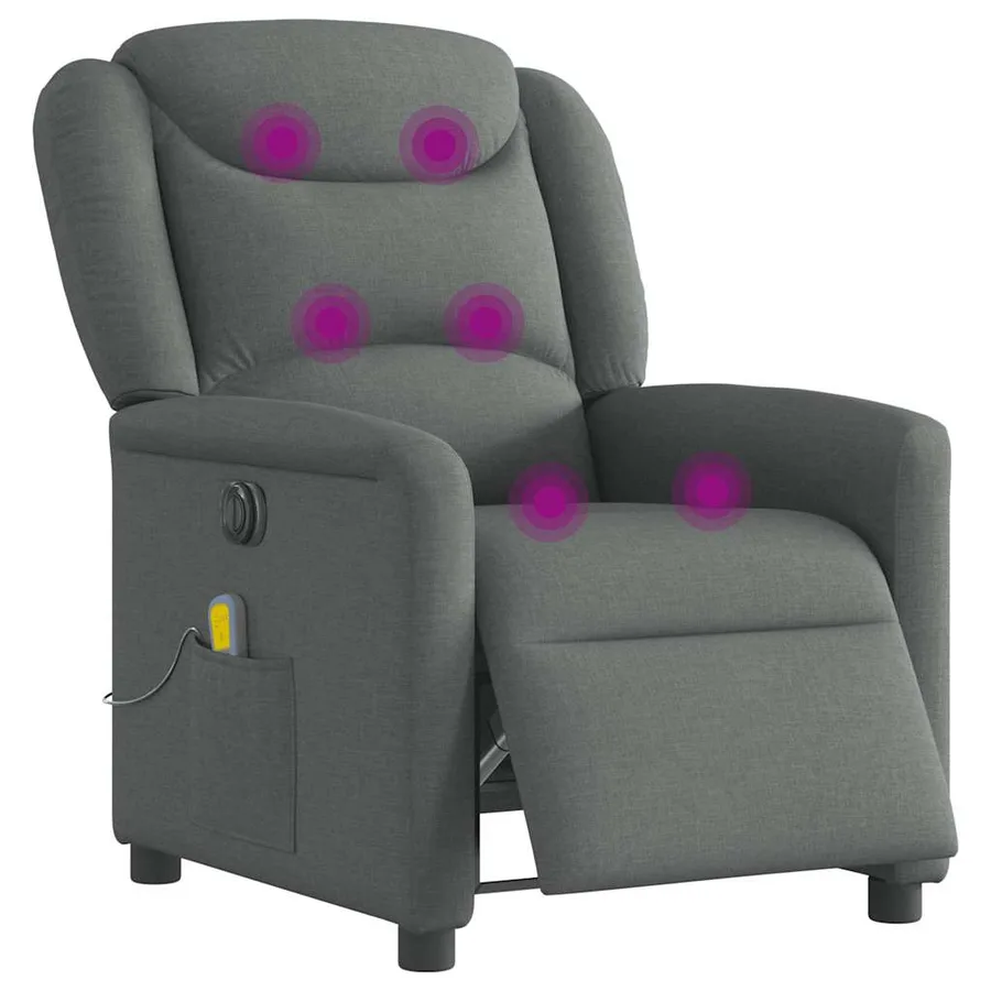 Fauteuil inclinable de massage électrique gris foncé tissu - 3