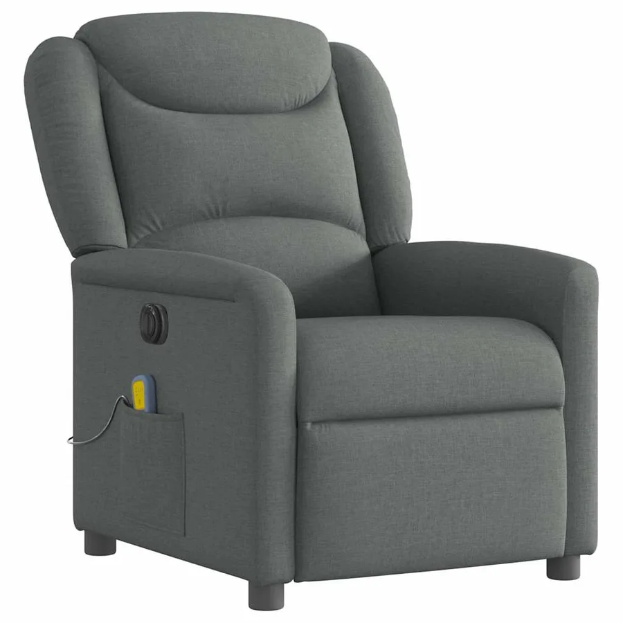 Fauteuil inclinable de massage électrique gris foncé tissu - 4