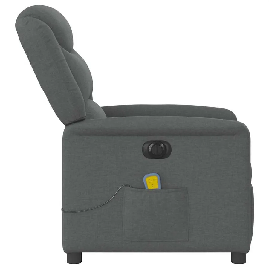 Fauteuil inclinable de massage électrique gris foncé tissu - 6