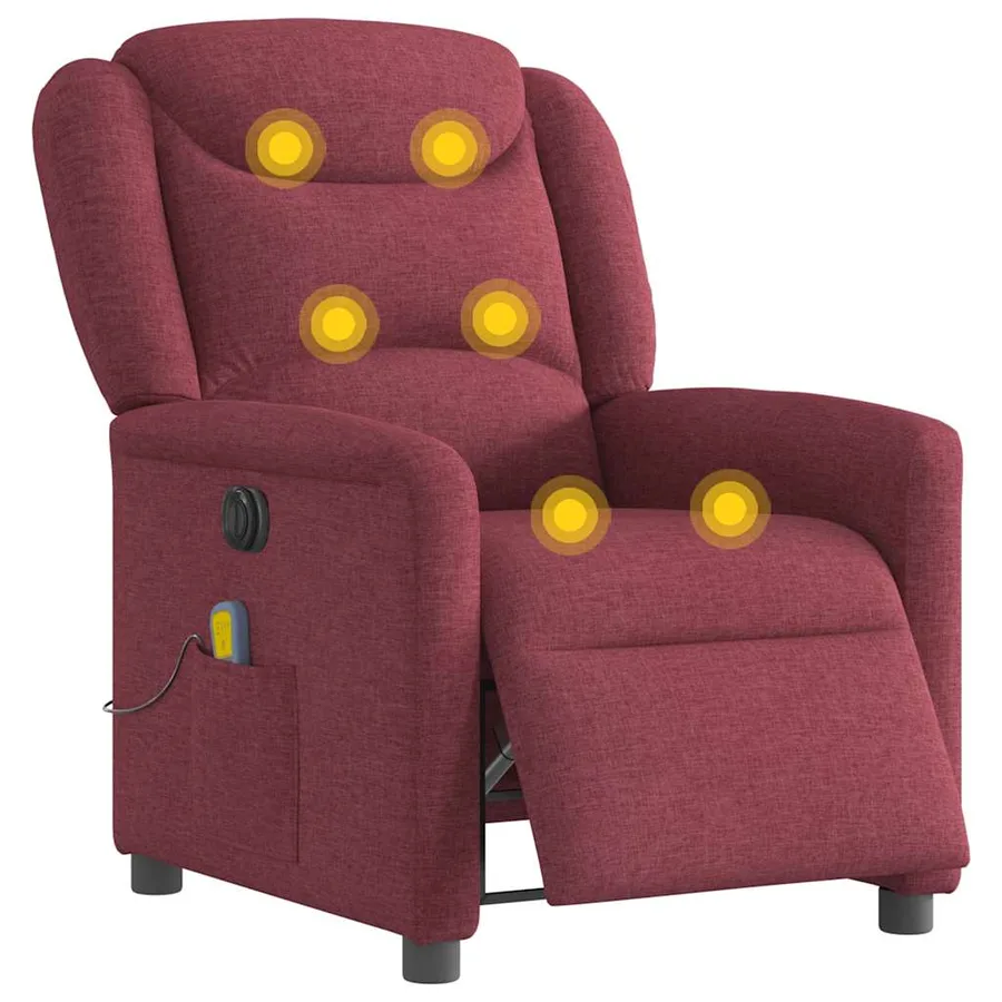 Fauteuil de massage inclinable électrique Rouge bordeaux Tissu - 3