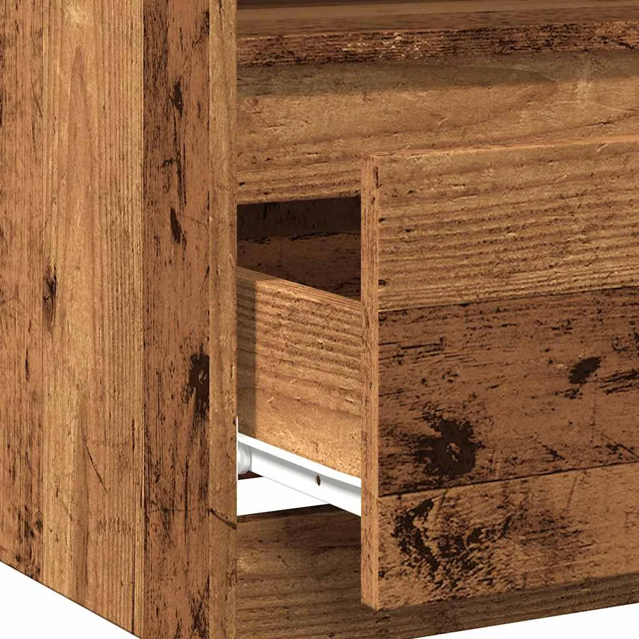 Table de chevet vieux bois 40x40x50 cm bois d’ingénierie - 7