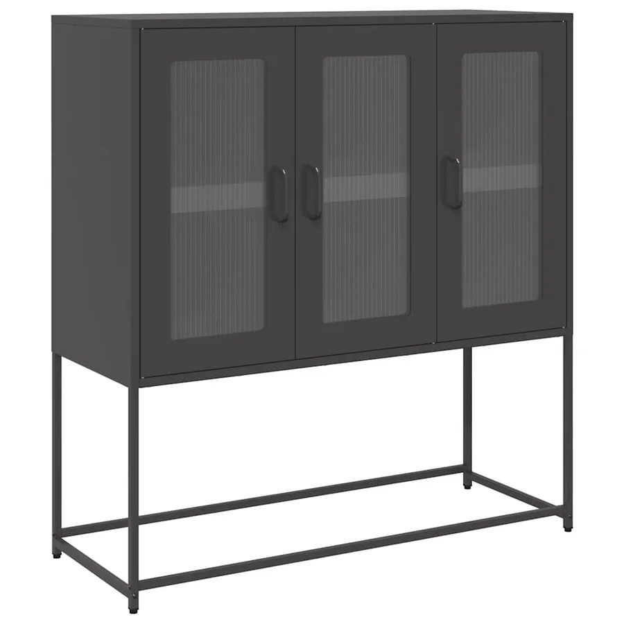 Buffet noir 100,5x39x107 cm acier laminé à froid - 2