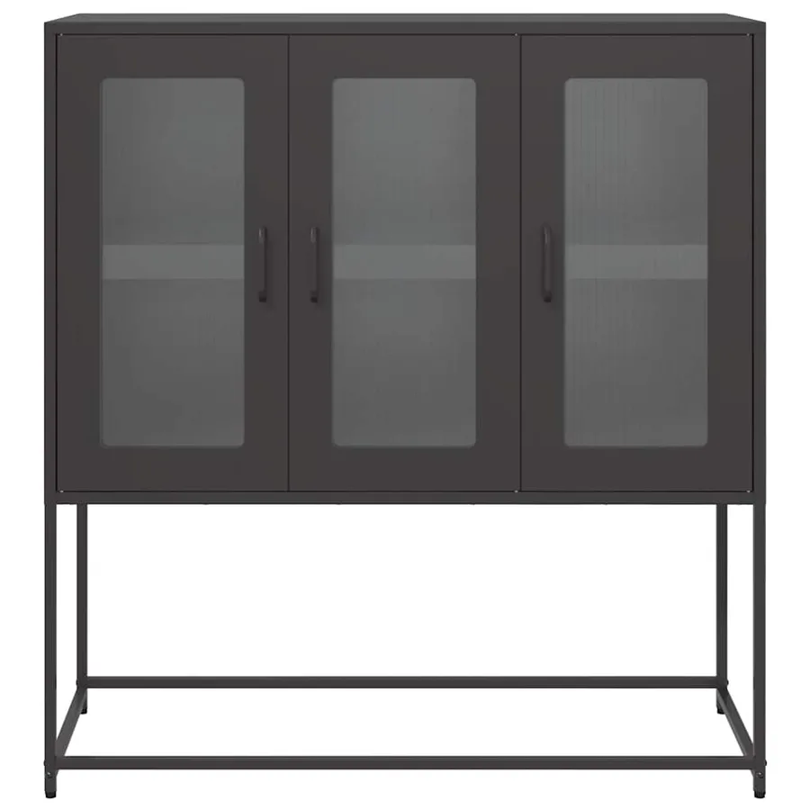 Buffet noir 100,5x39x107 cm acier laminé à froid - 5