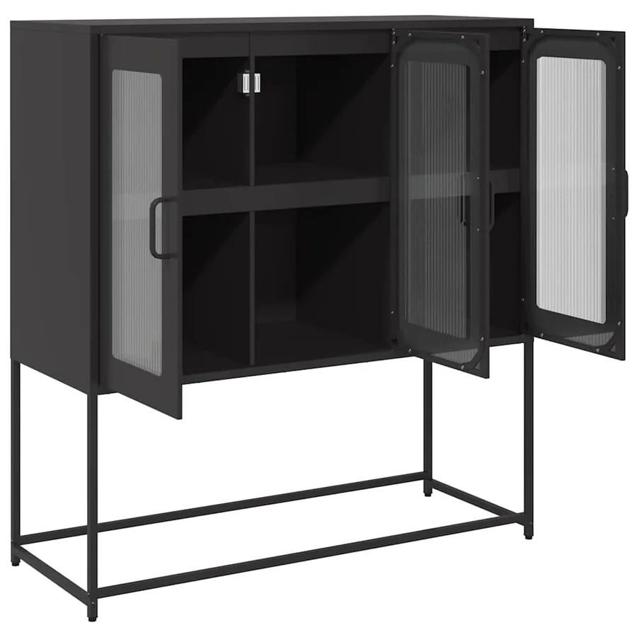Buffet noir 100,5x39x107 cm acier laminé à froid - 6