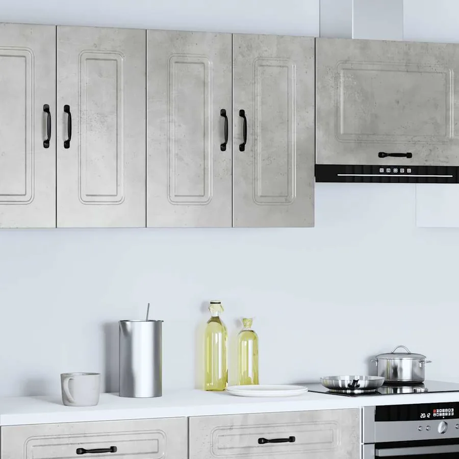 Armoire murale de cuisine Kalmar gris béton bois d'ingénierie - 3