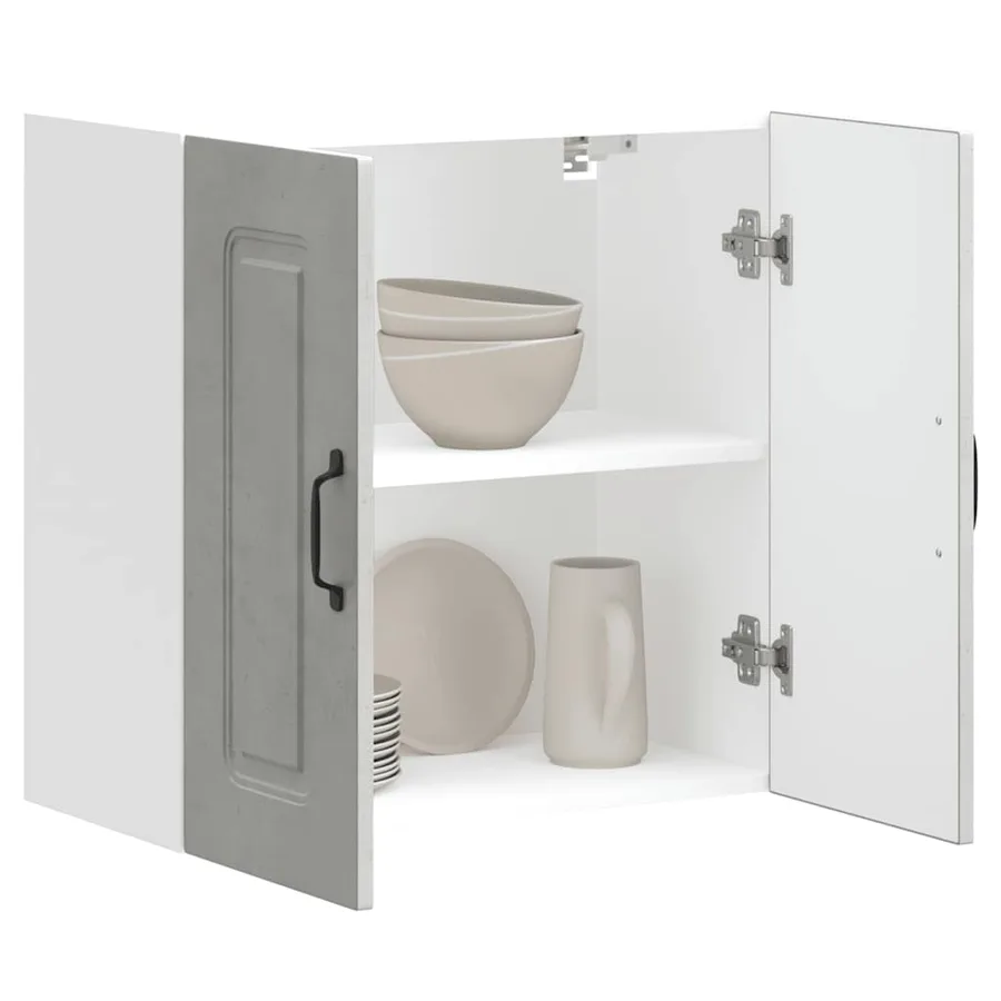 Armoire murale de cuisine Kalmar gris béton bois d'ingénierie - 4