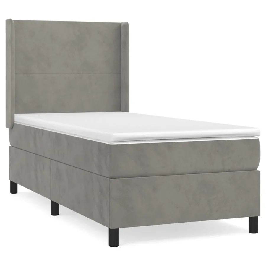Sommier à lattes de lit et matelas Gris clair 90x200 cm Velours - 2