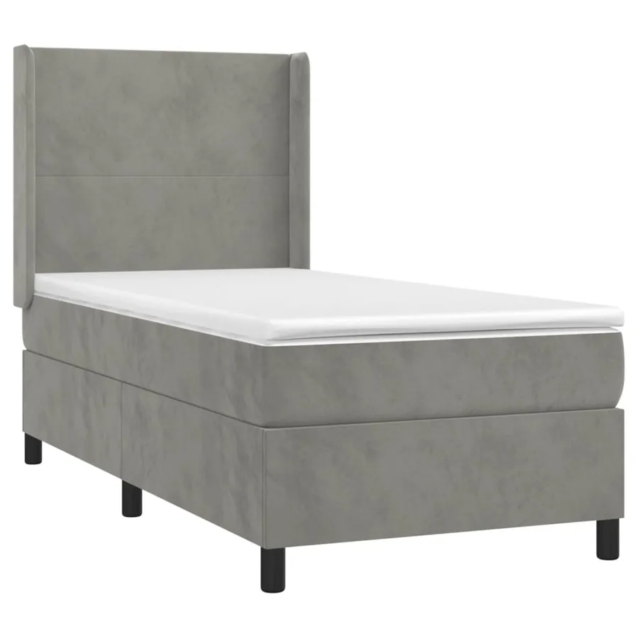 Sommier à lattes de lit et matelas Gris clair 90x200 cm Velours - 3