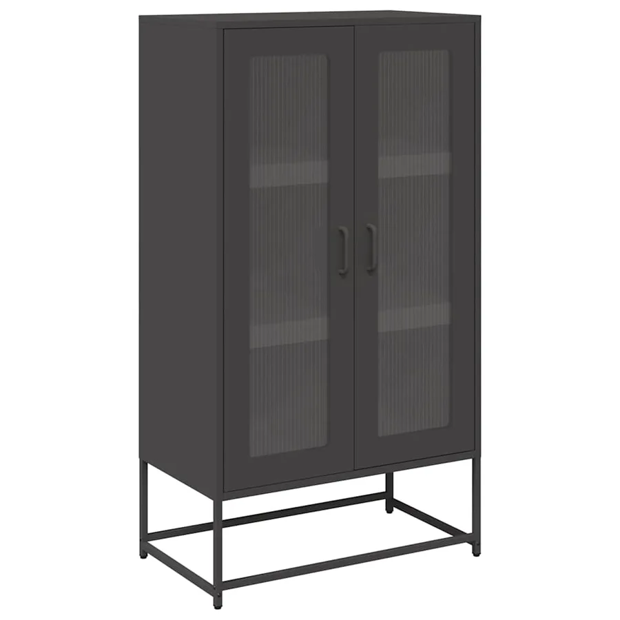 Buffet haut noir 68x39x123 cm acier - 2