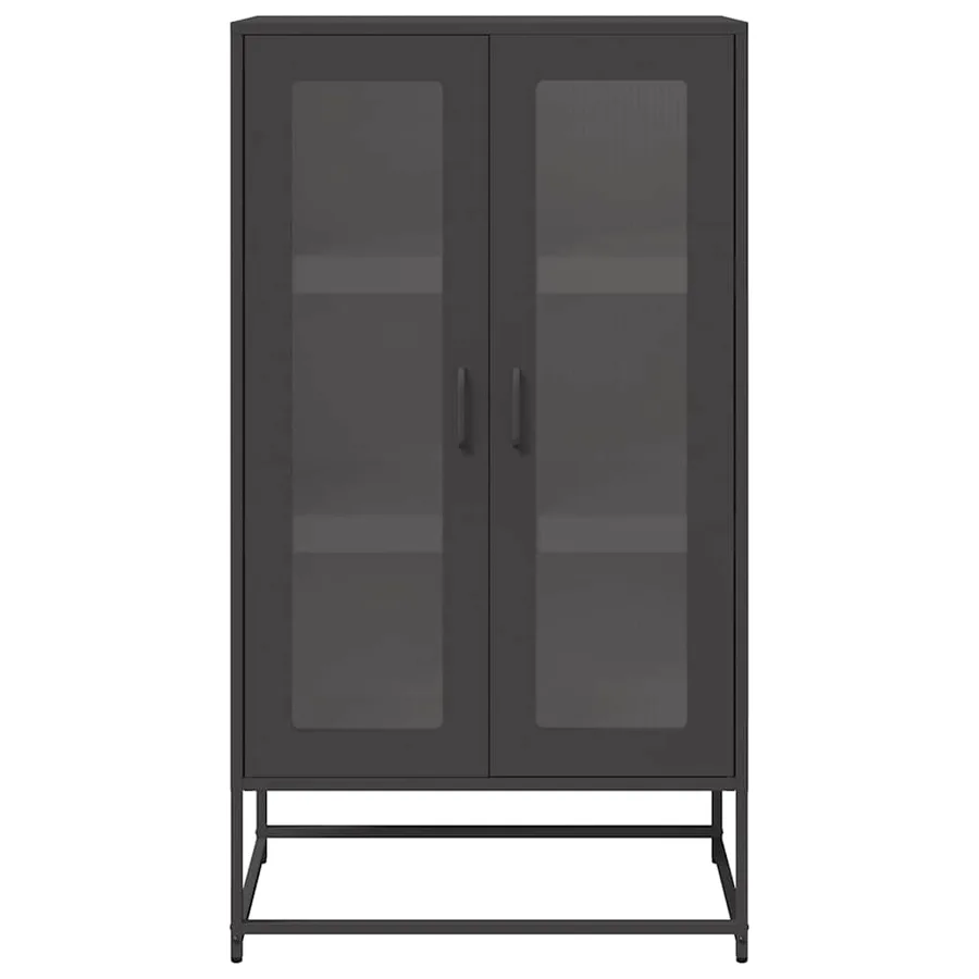Buffet haut noir 68x39x123 cm acier - 5