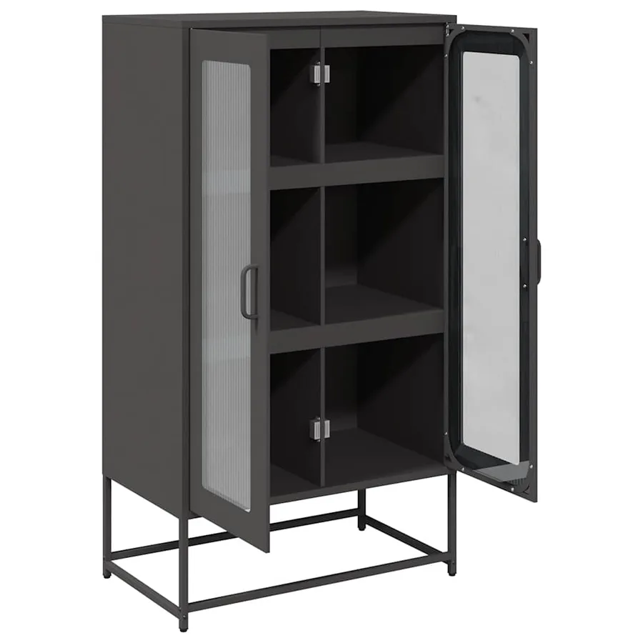Buffet haut noir 68x39x123 cm acier - 6