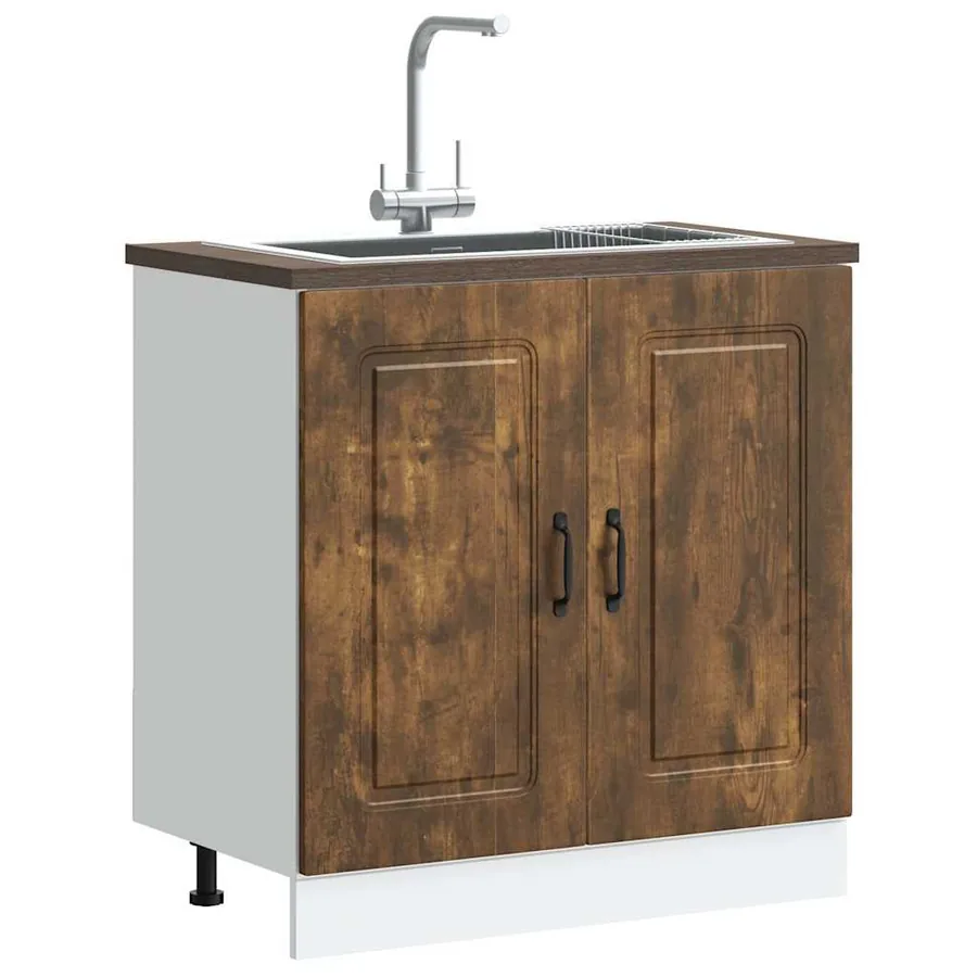Meuble bas pour évier Kalmar chêne fumé bois d'ingénierie
