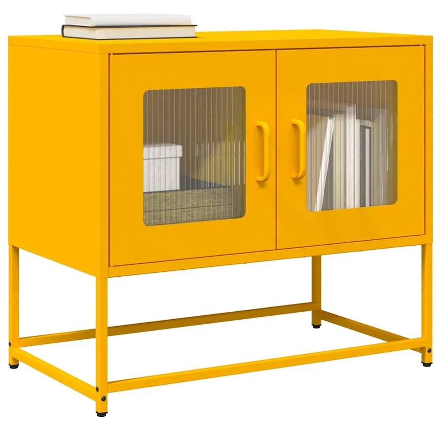 Meuble TV jaune moutarde 68x39x60,5 cm acier laminé à froid