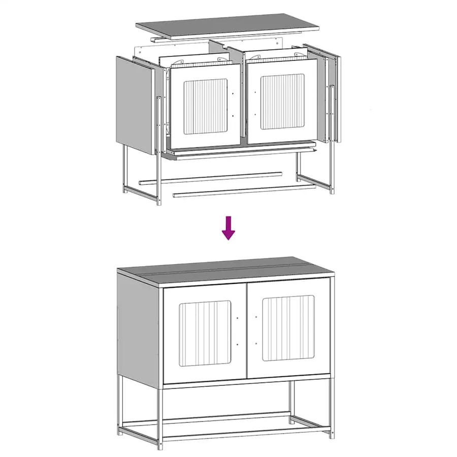 Meuble TV jaune moutarde 68x39x60,5 cm acier laminé à froid - 11