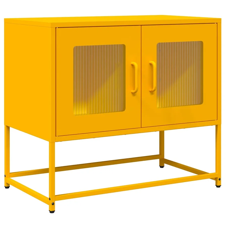 Meuble TV jaune moutarde 68x39x60,5 cm acier laminé à froid - 2