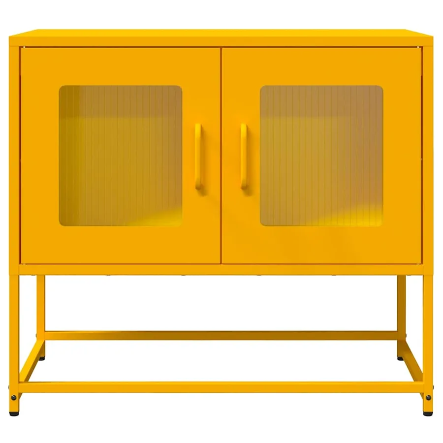 Meuble TV jaune moutarde 68x39x60,5 cm acier laminé à froid - 6