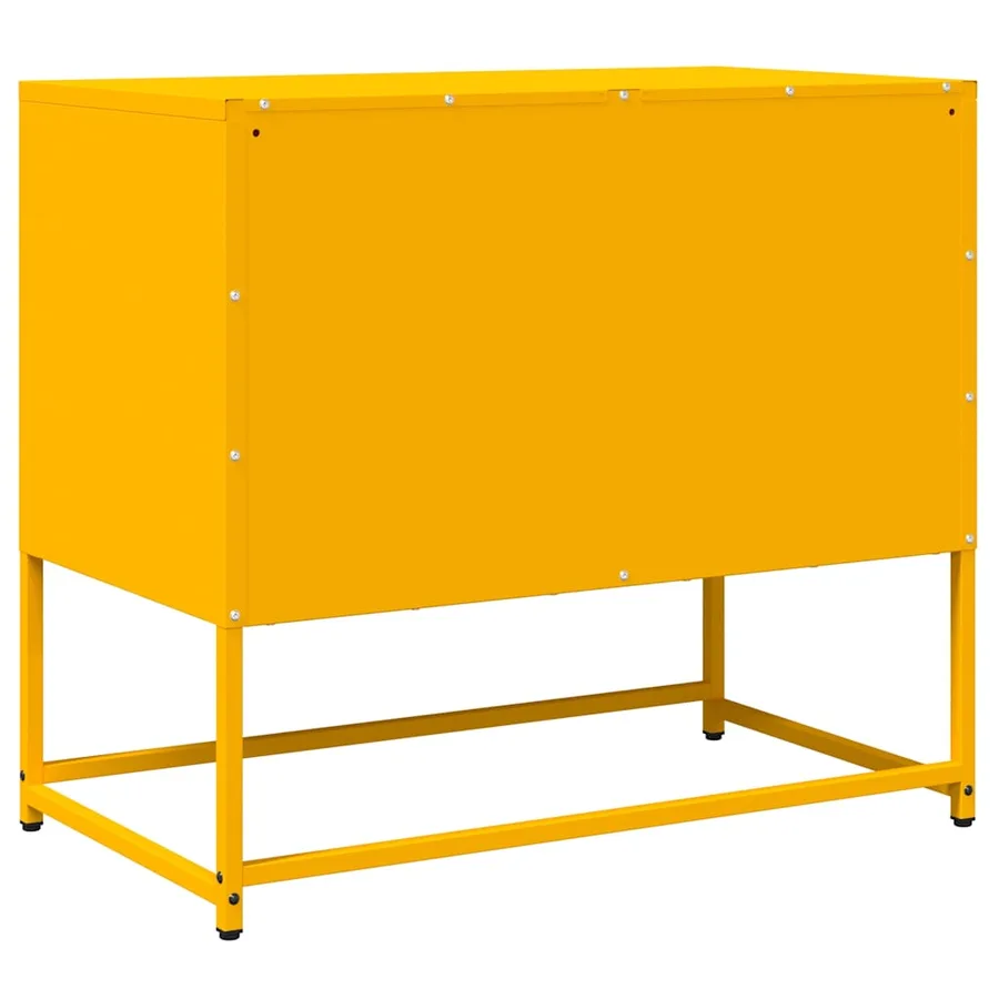 Meuble TV jaune moutarde 68x39x60,5 cm acier laminé à froid - 8