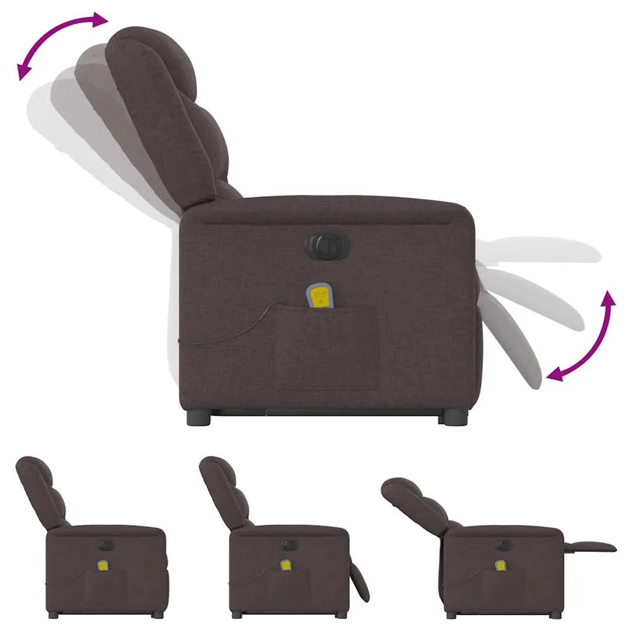 Fauteuil inclinable de massage électrique Marron foncé Tissu - 10