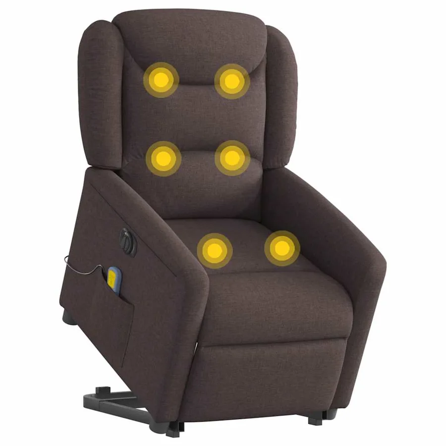 Fauteuil inclinable de massage électrique Marron foncé Tissu - 3