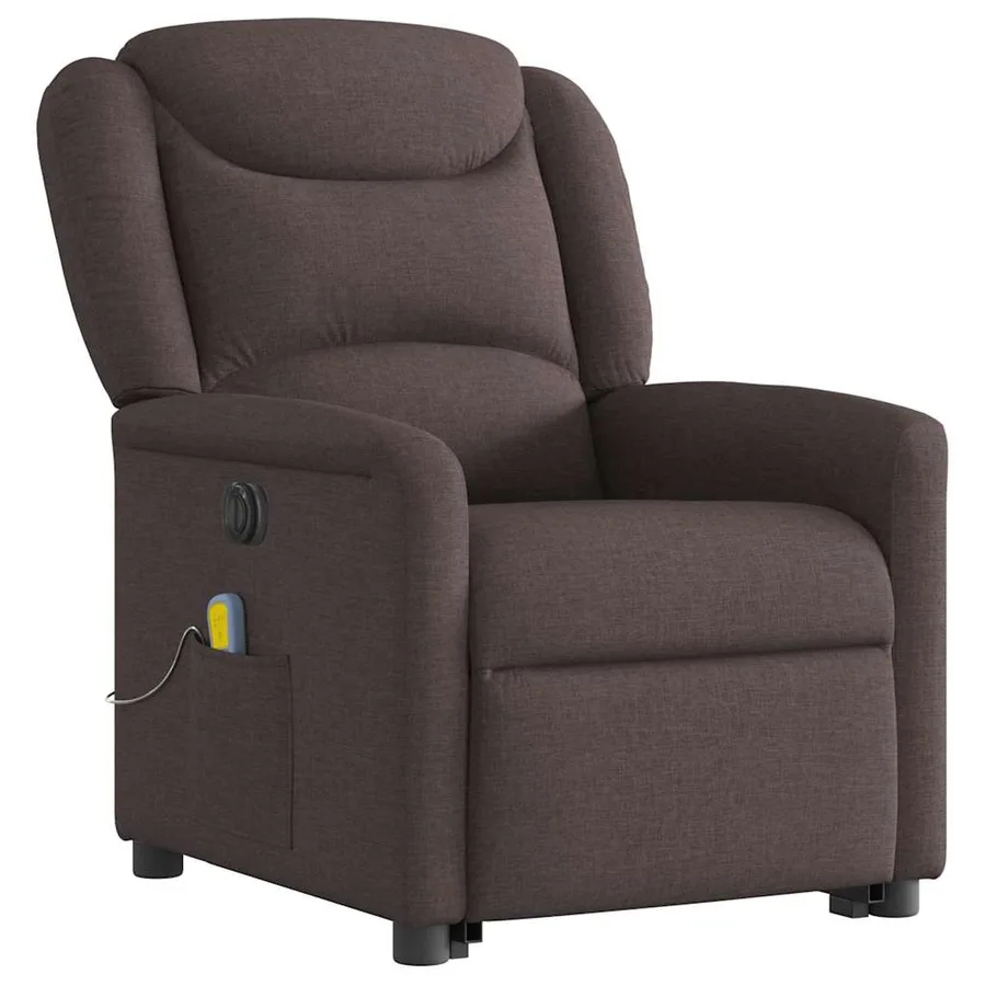 Fauteuil inclinable de massage électrique Marron foncé Tissu - 4