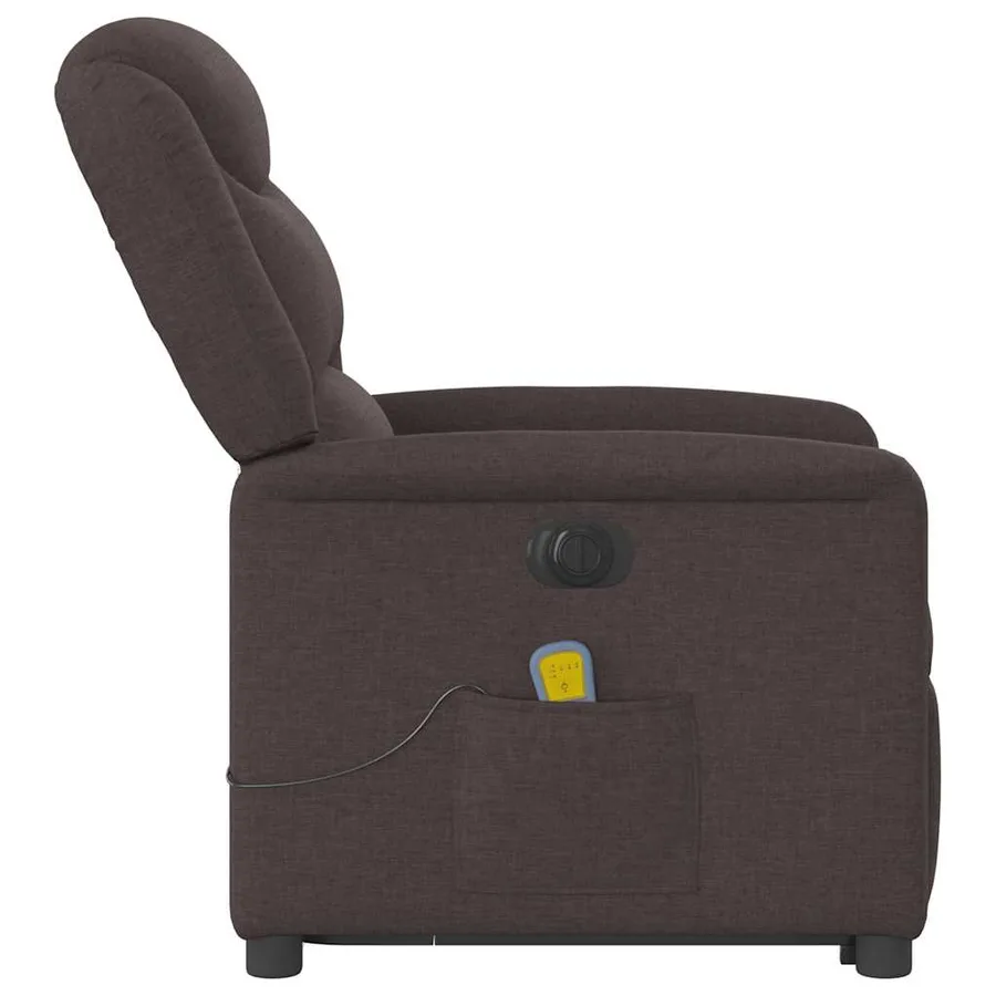 Fauteuil inclinable de massage électrique Marron foncé Tissu - 6