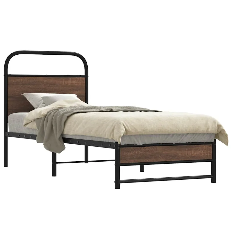 Cadre de lit sans matelas 75x190cm chêne marron bois ingénierie