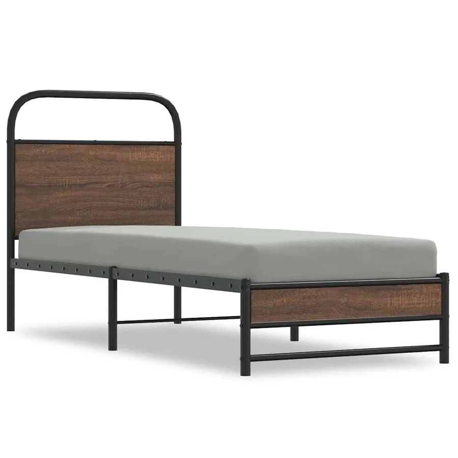 Cadre de lit sans matelas 75x190cm chêne marron bois ingénierie - 2