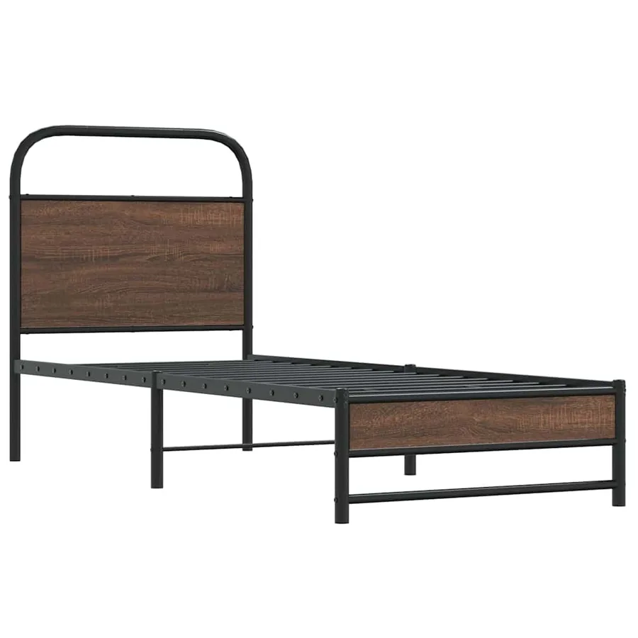 Cadre de lit sans matelas 75x190cm chêne marron bois ingénierie - 3