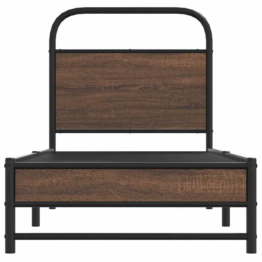 Cadre de lit sans matelas 75x190cm chêne marron bois ingénierie - 5