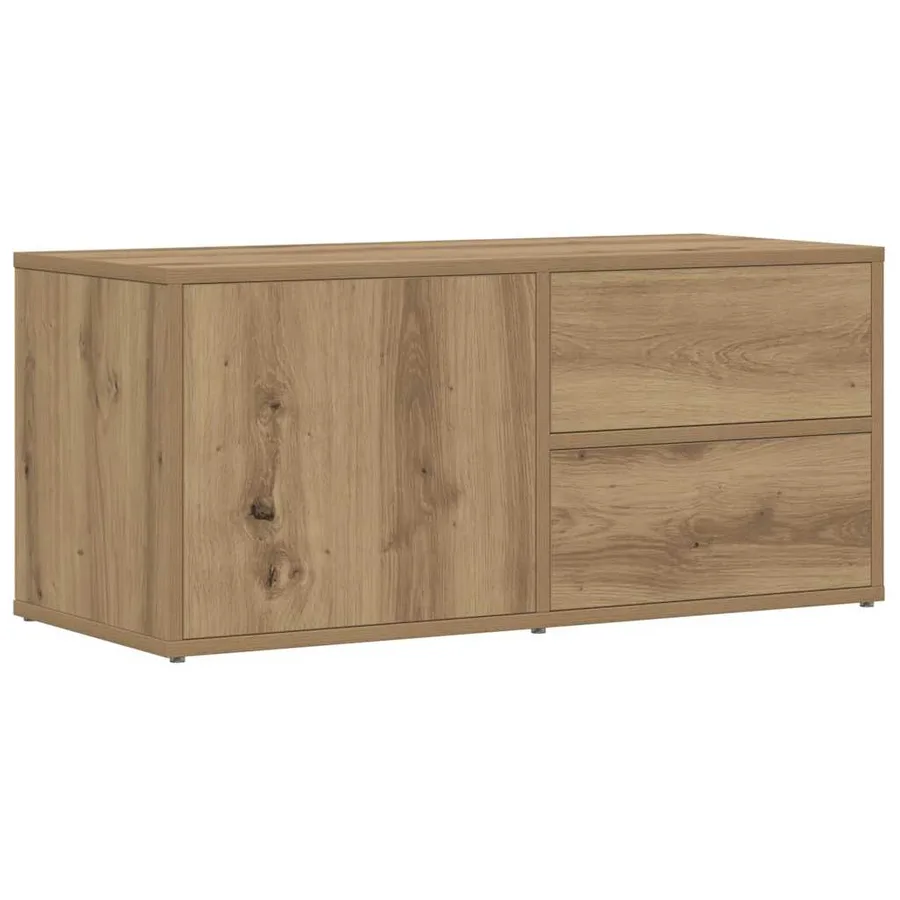 Meuble TV chêne artisanal 80x34x35,5 cm bois d'ingénierie - 2