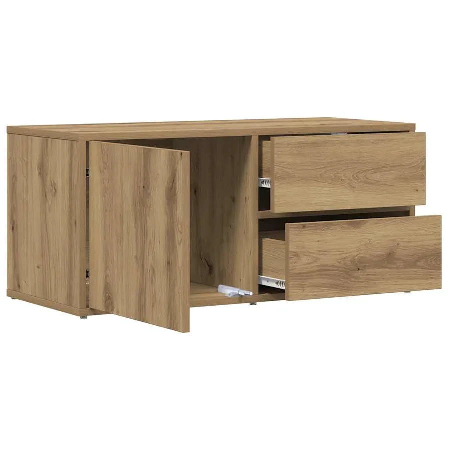 Meuble TV chêne artisanal 80x34x35,5 cm bois d'ingénierie - 4