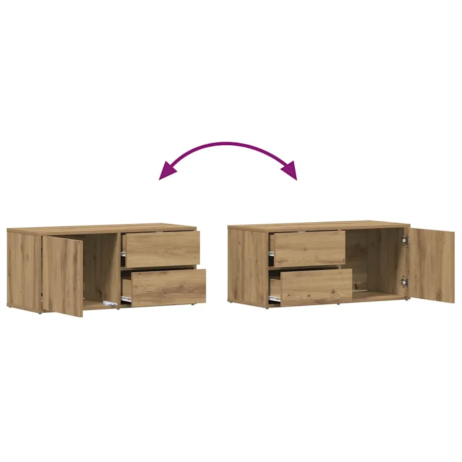 Meuble TV chêne artisanal 80x34x35,5 cm bois d'ingénierie - 8