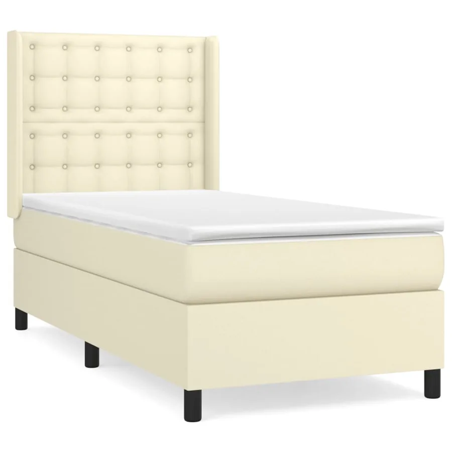 Sommier à lattes de lit avec matelas Crème 100x200cm Similicuir - 2