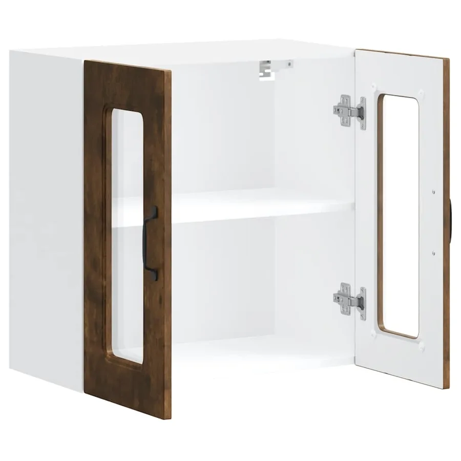 Armoire murale de cuisine avec porte vitrée "Kalmar" Chêne fumé Bois d'ingénierie - 6