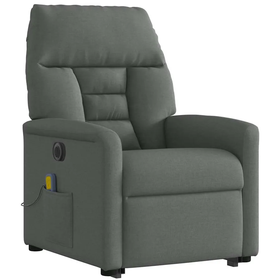 Fauteuil inclinable de massage électrique Gris foncé Tissu - 6