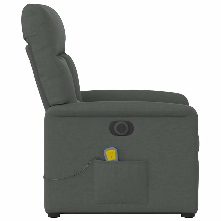 Fauteuil inclinable de massage électrique Gris foncé Tissu - 7